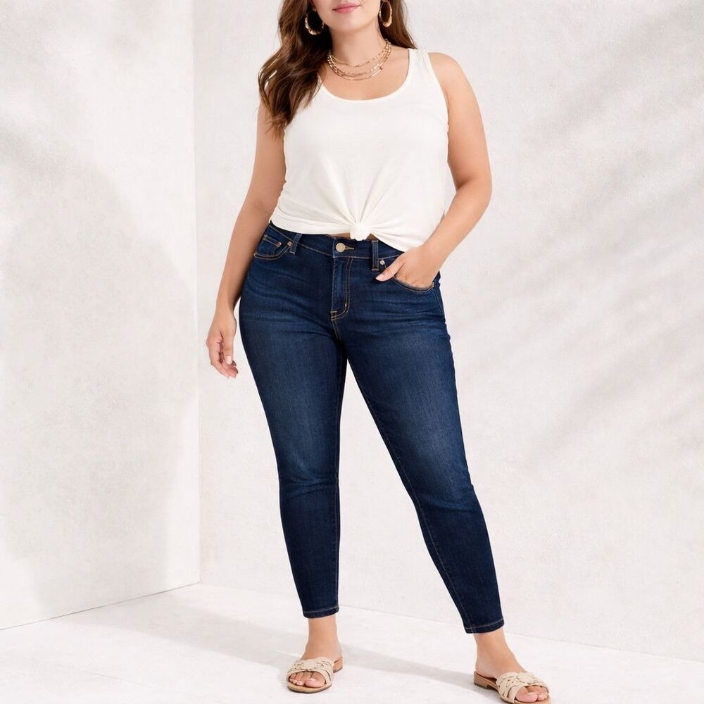 7 For All Mankind 7FAM Womens Jeans The Slim Cigarette Dark Wash Stretch Size 27